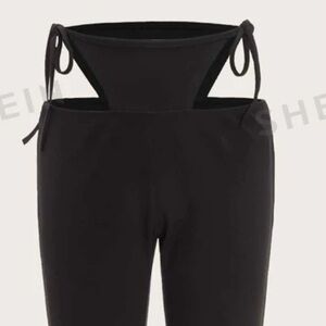 Cutout Tie Waist Flare Leg Pants